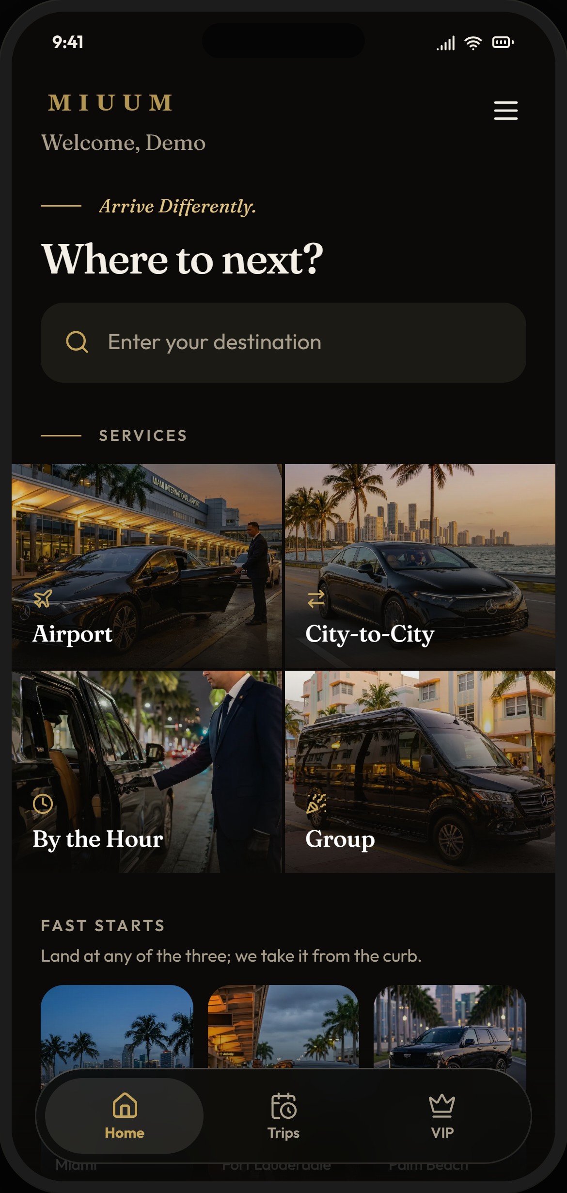 MIUUM app, home screen