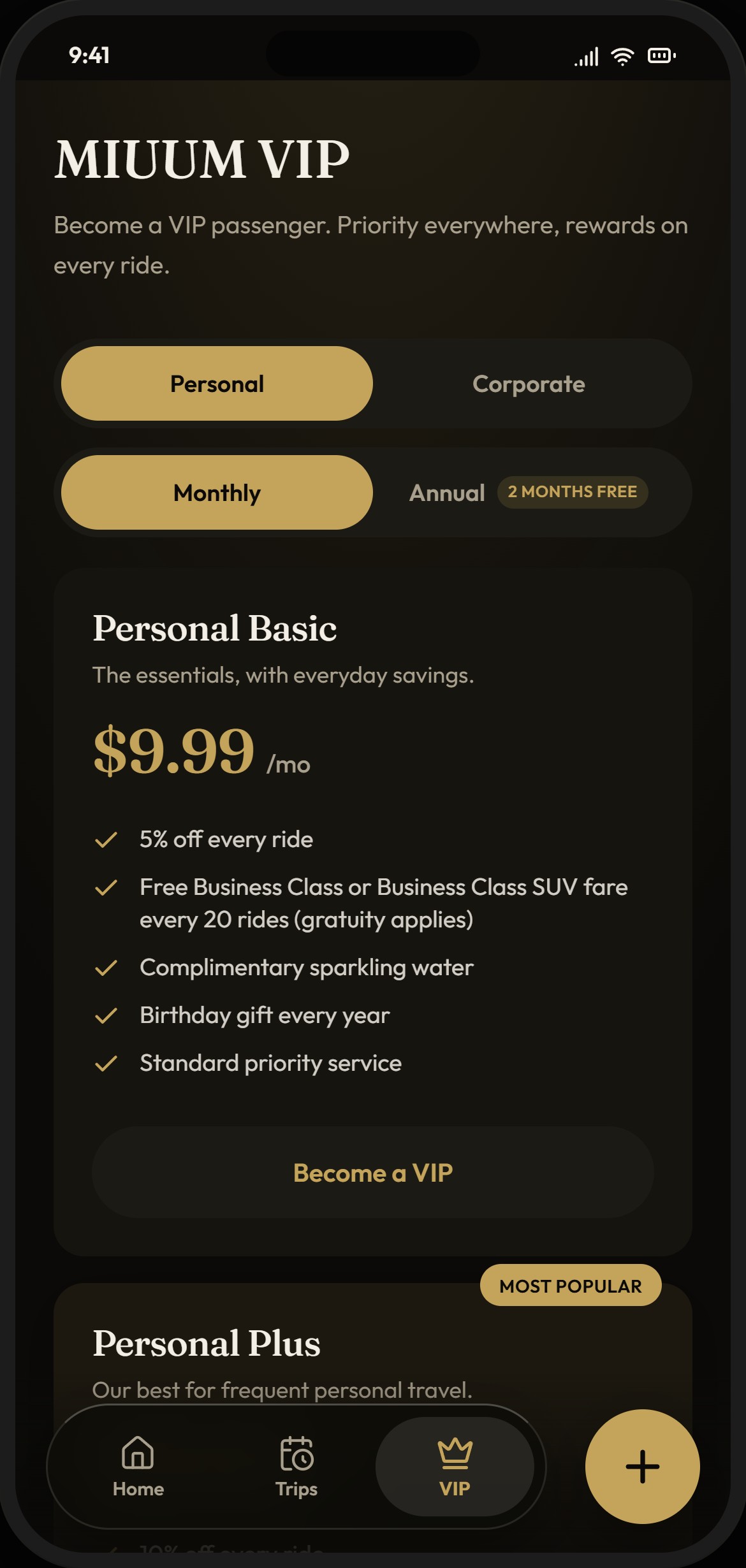 MIUUM app, VIP membership