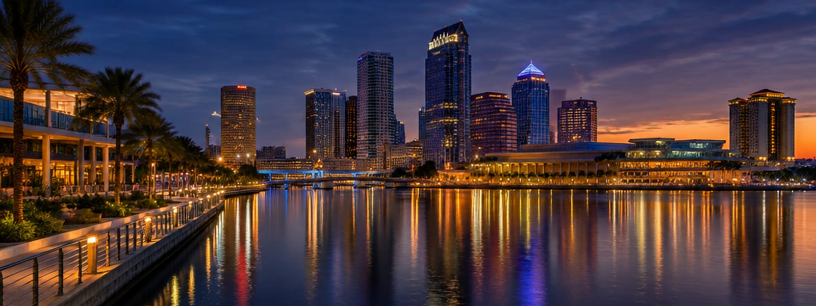 Aerial view of the Tampa skyline and Hillsborough Bay